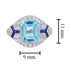 Unknown Blue Topaz With Diamond Sapphire Art Deco Style Engagement Ring In 18k Gold 14 Unknown Blue Topaz With Diamond Sapphire Art Deco Style Engagement Ring In 18k Gold -Mode Bijouterie Magasin R5407 BT1 S9 D2 6 master