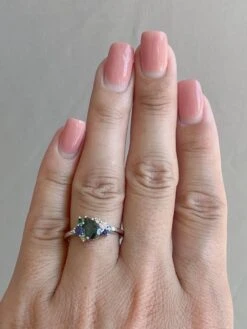 1.07ct Nigerian Teal Sapphire Diamond Cluster Engagement Ring 14K White Gold -Mode Bijouterie Magasin R6606 15 master