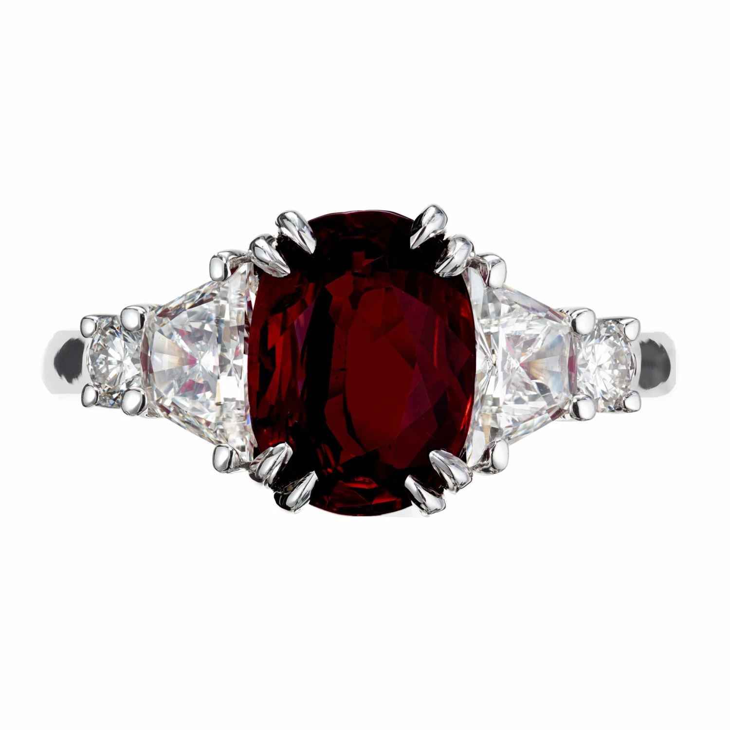 Peter Suchy Certified GIA 2.96 Carat Oval Ruby Diamond Platinum Engagement Ring 4 Peter Suchy Certified GIA 2.96 Carat Oval Ruby Diamond Platinum Engagement Ring – Image 2