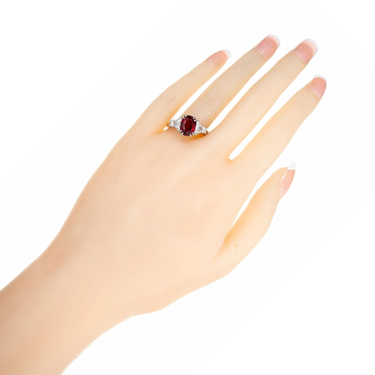 Peter Suchy Certified GIA 2.96 Carat Oval Ruby Diamond Platinum Engagement Ring 9 Peter Suchy Certified GIA 2.96 Carat Oval Ruby Diamond Platinum Engagement Ring – Image 7