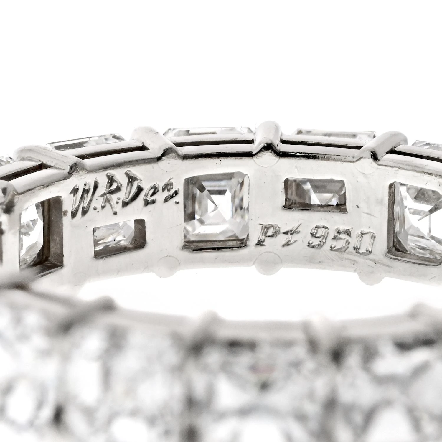 Unknown Handmade Platinum 7.82cttw Diamond Asscher Cut Eternity Band 5 Unknown Handmade Platinum 7.82cttw Diamond Asscher Cut Eternity Band – Image 4