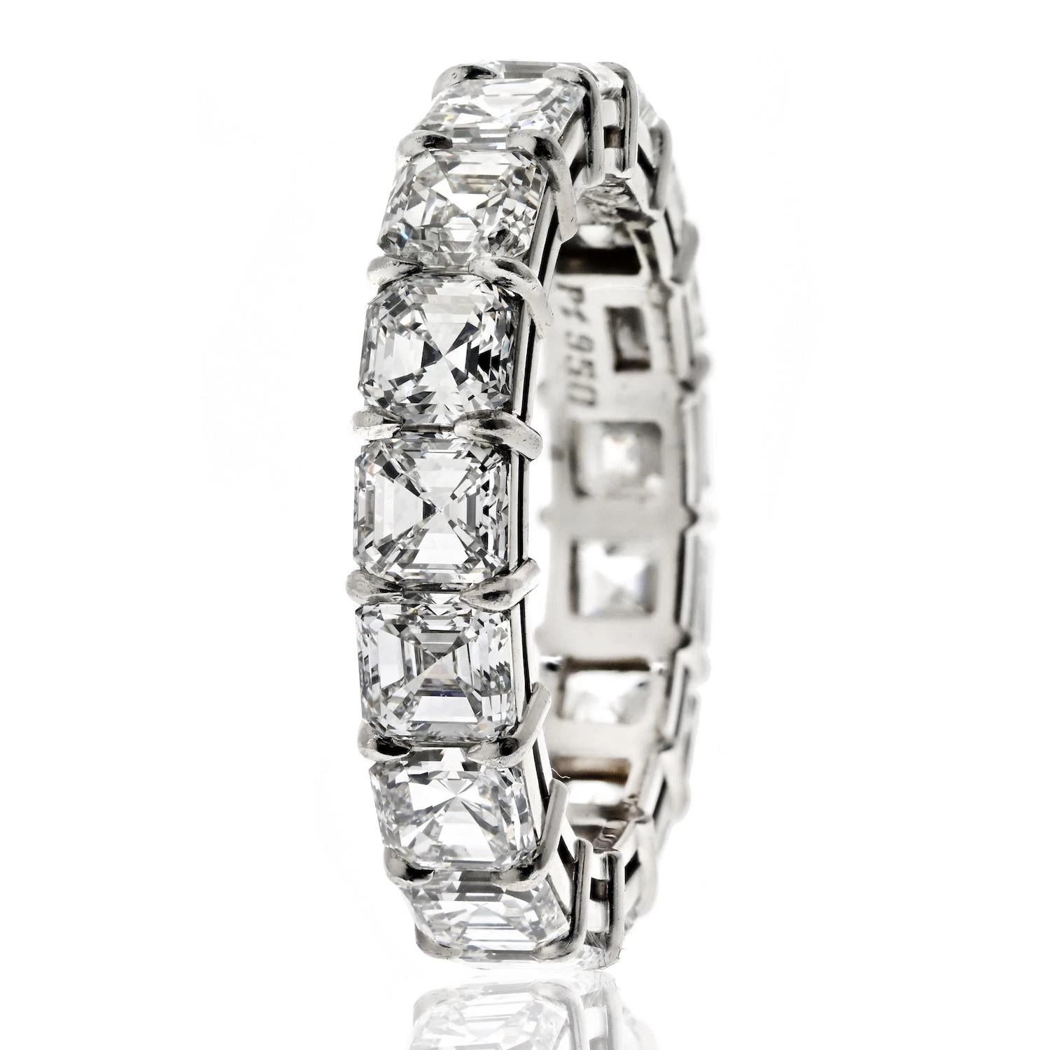 Unknown Handmade Platinum 7.82cttw Diamond Asscher Cut Eternity Band 6 Unknown Handmade Platinum 7.82cttw Diamond Asscher Cut Eternity Band – Image 5