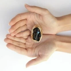 Black Smoke Quartz In 14 Karat Gold F Cocktail Statement Ring By The Artist -Mode Bijouterie Magasin Ripley sheilawestera statementring smokequartz ring master