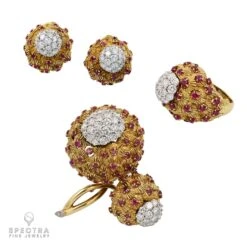 Unknown Set Of Ruby And Diamond Gold Jewelry 21 Unknown Set Of Ruby And Diamond Gold Jewelry -Mode Bijouterie Magasin S1019 master