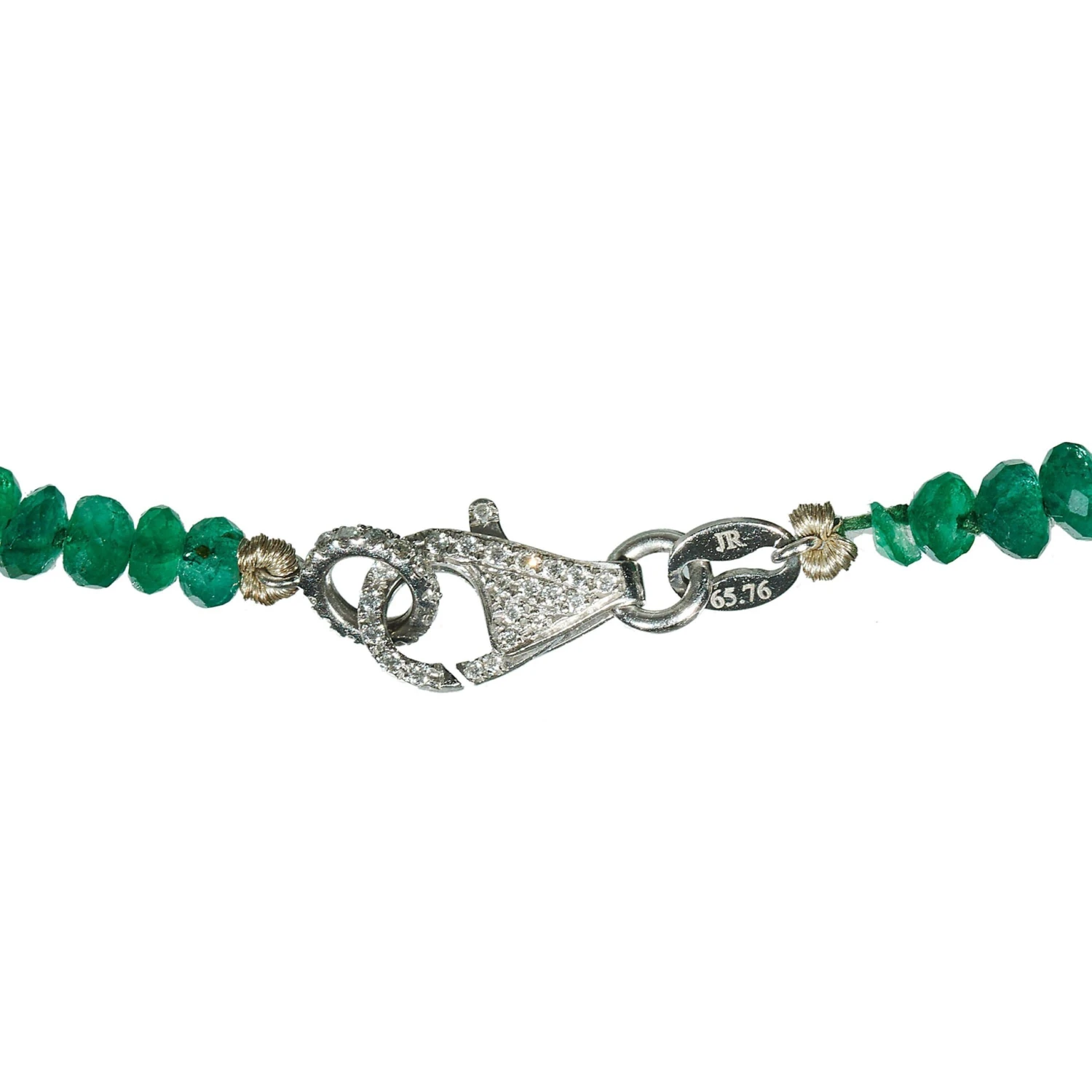 Unknown Modern Faceted Emerald Bead Bracelet With Platinum And Diamond Clasp 6 Unknown Modern Faceted Emerald Bead Bracelet With Platinum And Diamond Clasp – Image 4