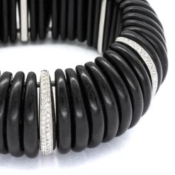 Ebony, Diamond And Platinum Cuff Bracelet -Mode Bijouterie Magasin S4319T 1 master