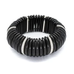 Ebony, Diamond And Platinum Cuff Bracelet -Mode Bijouterie Magasin S4319T master