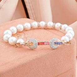 Multi Sapphire Gemstone Bracelet Pearl 14k Rose Gold Diamond Pave Fine Jewelry 11 Multi Sapphire Gemstone Bracelet Pearl 14k Rose Gold Diamond Pave Fine Jewelry -Mode Bijouterie Magasin SEBR 41430 3 master