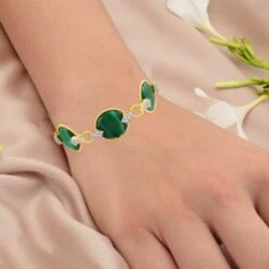 Malachite Gemstone Bracelet Diamond Pave 14 Karat Yellow Gold Handmade Jewelry 9 Malachite Gemstone Bracelet Diamond Pave 14 Karat Yellow Gold Handmade Jewelry -Mode Bijouterie Magasin SEBR 4241 master