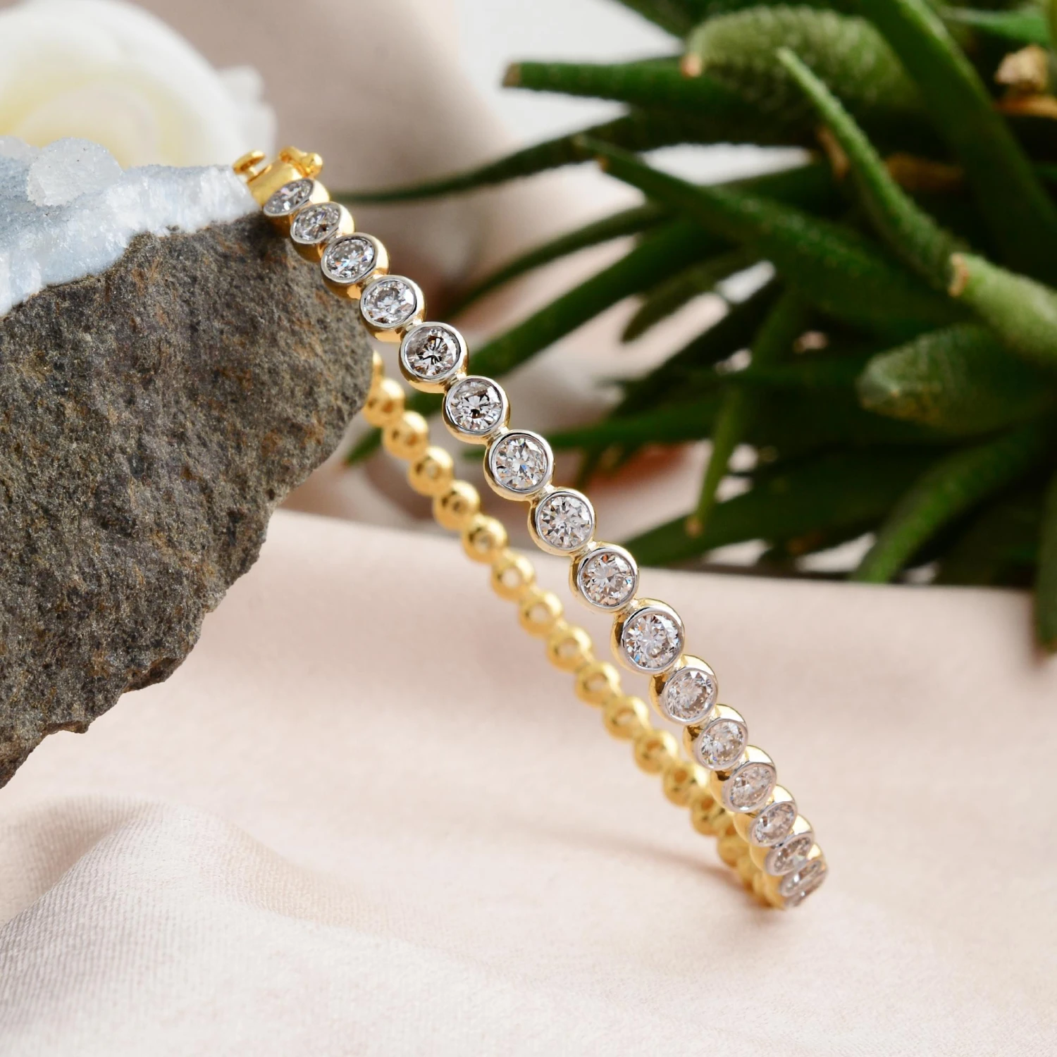 2.50 Carat Single Line Natural Diamond Bracelet Solid 14k Yellow Gold Jewelry 5 2.50 Carat Single Line Natural Diamond Bracelet Solid 14k Yellow Gold Jewelry – Image 3