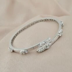 1.62Ct Pear Diamond Wrap Bangle Bracelet 18 Karat White Gold Handmade Jewelry -Mode Bijouterie Magasin SEB 6047H 4 master