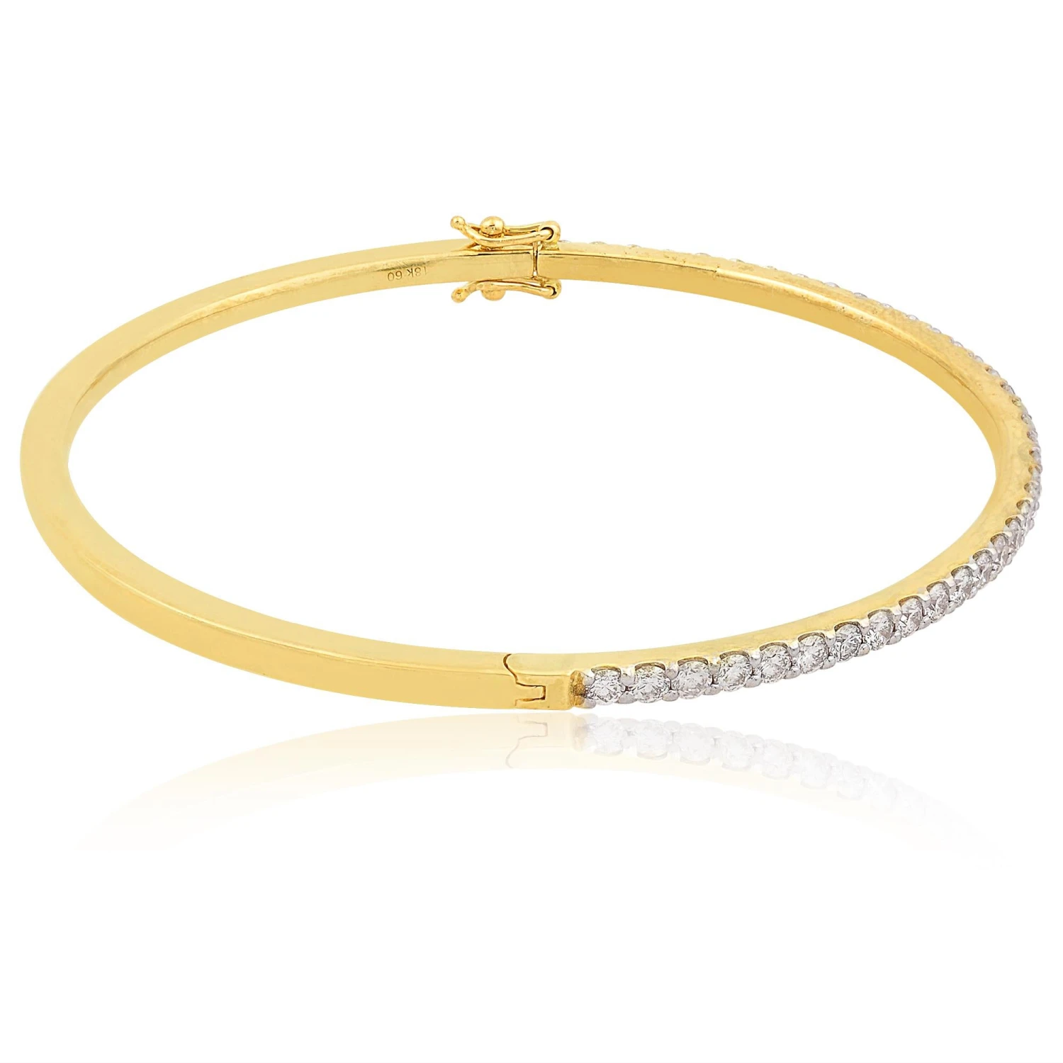 1.98 Carat SI Clarity HI Color Diamond Pave Sleek Bracelet 14 Karat Yellow Gold 4 1.98 Carat SI Clarity HI Color Diamond Pave Sleek Bracelet 14 Karat Yellow Gold – Image 2