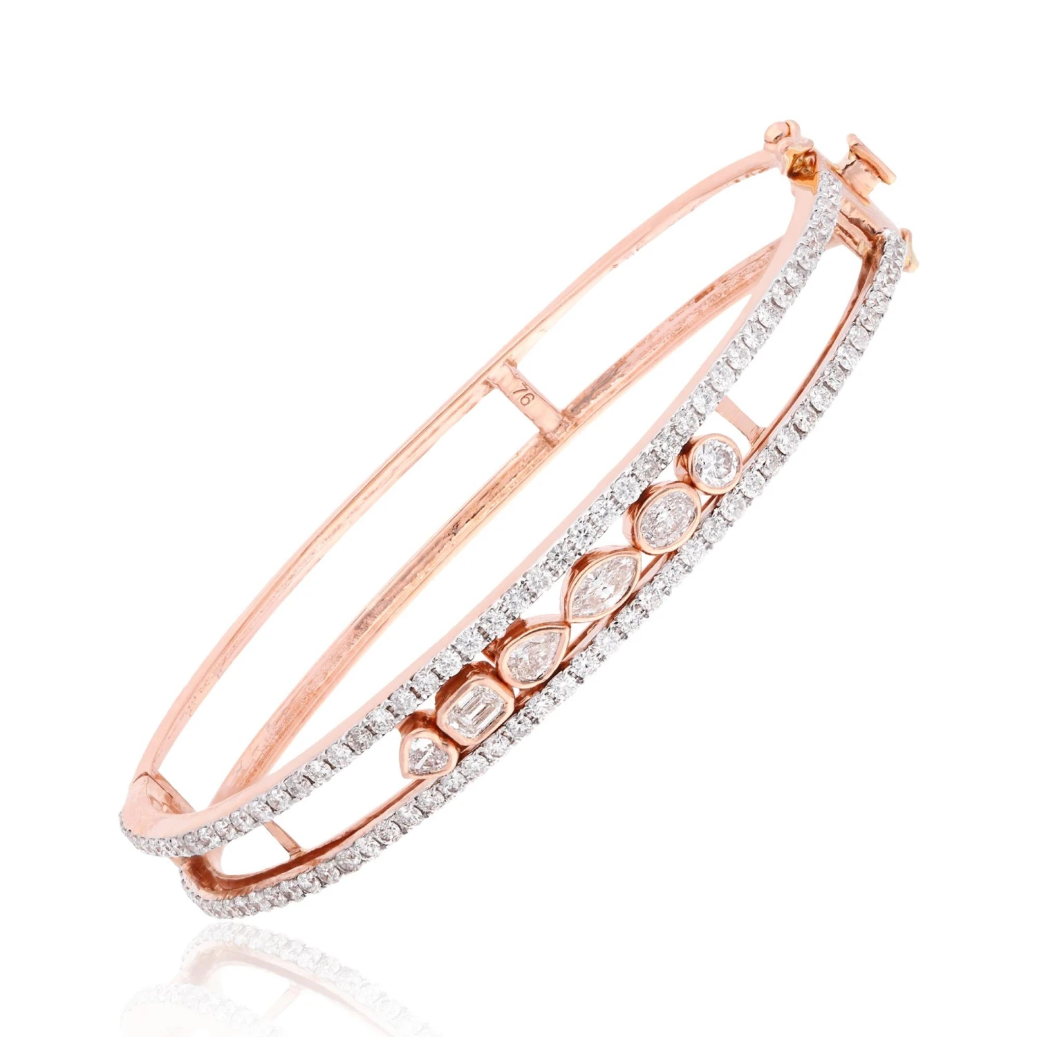 2.30 Carat SI Clarity HI Color Diamond Wedding Bangle Bracelet 14k Rose Gold 4 2.30 Carat SI Clarity HI Color Diamond Wedding Bangle Bracelet 14k Rose Gold – Image 2