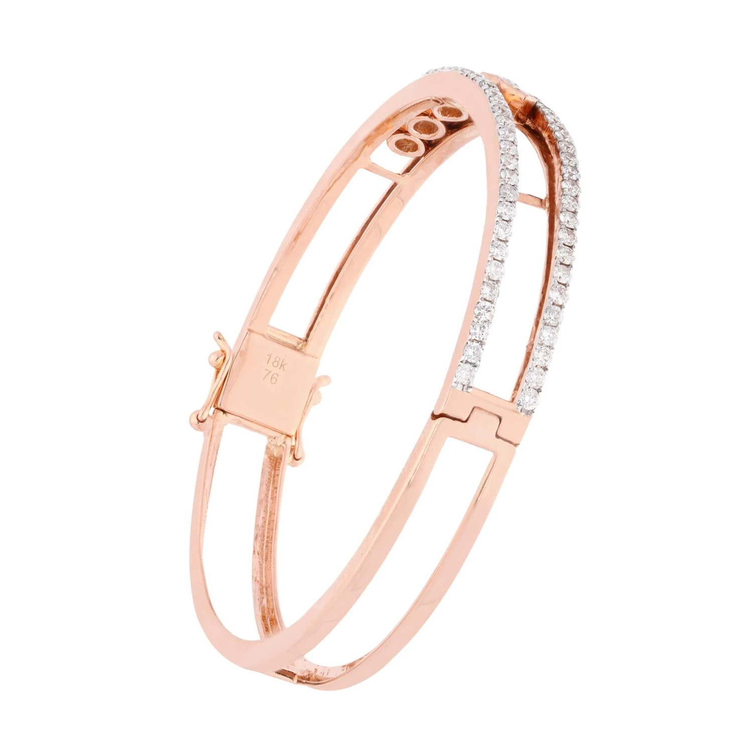2.30 Carat SI Clarity HI Color Diamond Wedding Bangle Bracelet 14k Rose Gold 6 2.30 Carat SI Clarity HI Color Diamond Wedding Bangle Bracelet 14k Rose Gold – Image 4