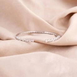 Pear Shape Diamond Cuff Bangle Bracelet 18 Karat White Gold Handmade Jewelry -Mode Bijouterie Magasin SEB 6473C 4 master