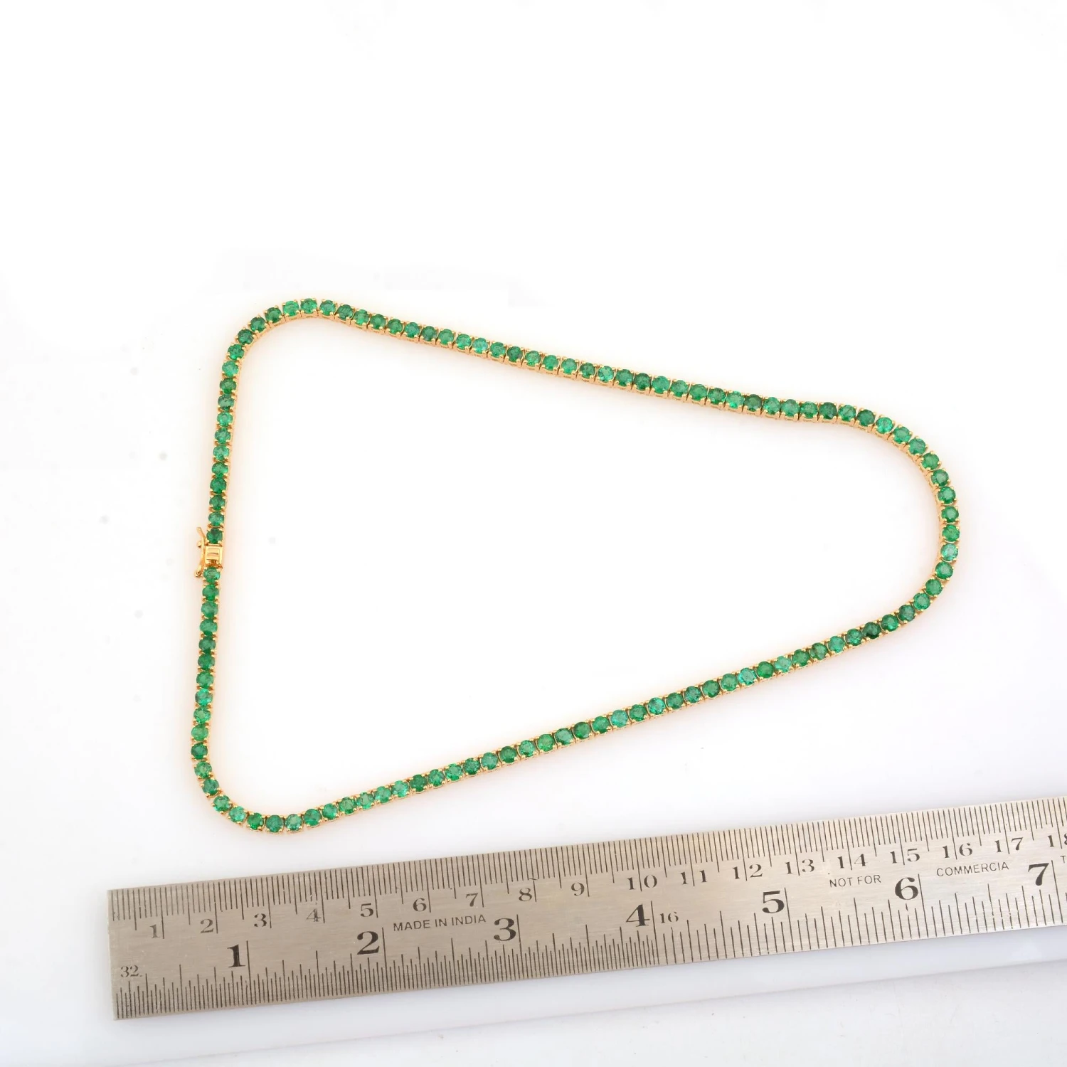 Real Round Zambian Emerald Gemstone Tennis Chain Necklace 18 Karat Yellow Gold 8 Real Round Zambian Emerald Gemstone Tennis Chain Necklace 18 Karat Yellow Gold – Image 6