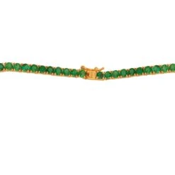 Real Round Zambian Emerald Gemstone Tennis Chain Necklace 18 Karat Yellow Gold 12 Real Round Zambian Emerald Gemstone Tennis Chain Necklace 18 Karat Yellow Gold -Mode Bijouterie Magasin SECH 7017 11 master