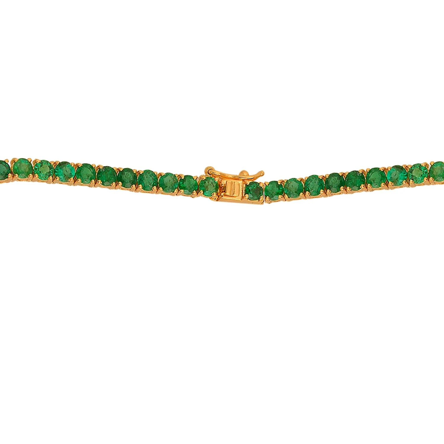 Real Round Zambian Emerald Gemstone Tennis Chain Necklace 18 Karat Yellow Gold 6 Real Round Zambian Emerald Gemstone Tennis Chain Necklace 18 Karat Yellow Gold – Image 4