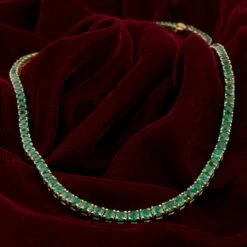 Real Round Zambian Emerald Gemstone Tennis Chain Necklace 18 Karat Yellow Gold 11 Real Round Zambian Emerald Gemstone Tennis Chain Necklace 18 Karat Yellow Gold -Mode Bijouterie Magasin SECH 7017 3 master