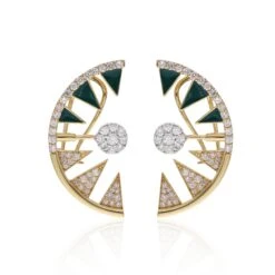 1.91ct Diamond Half Moon Black Enamel Ear Climber Earrings 14 Karat Yellow Gold 10 1.91ct Diamond Half Moon Black Enamel Ear Climber Earrings 14 Karat Yellow Gold -Mode Bijouterie Magasin SEE 13637 1 master