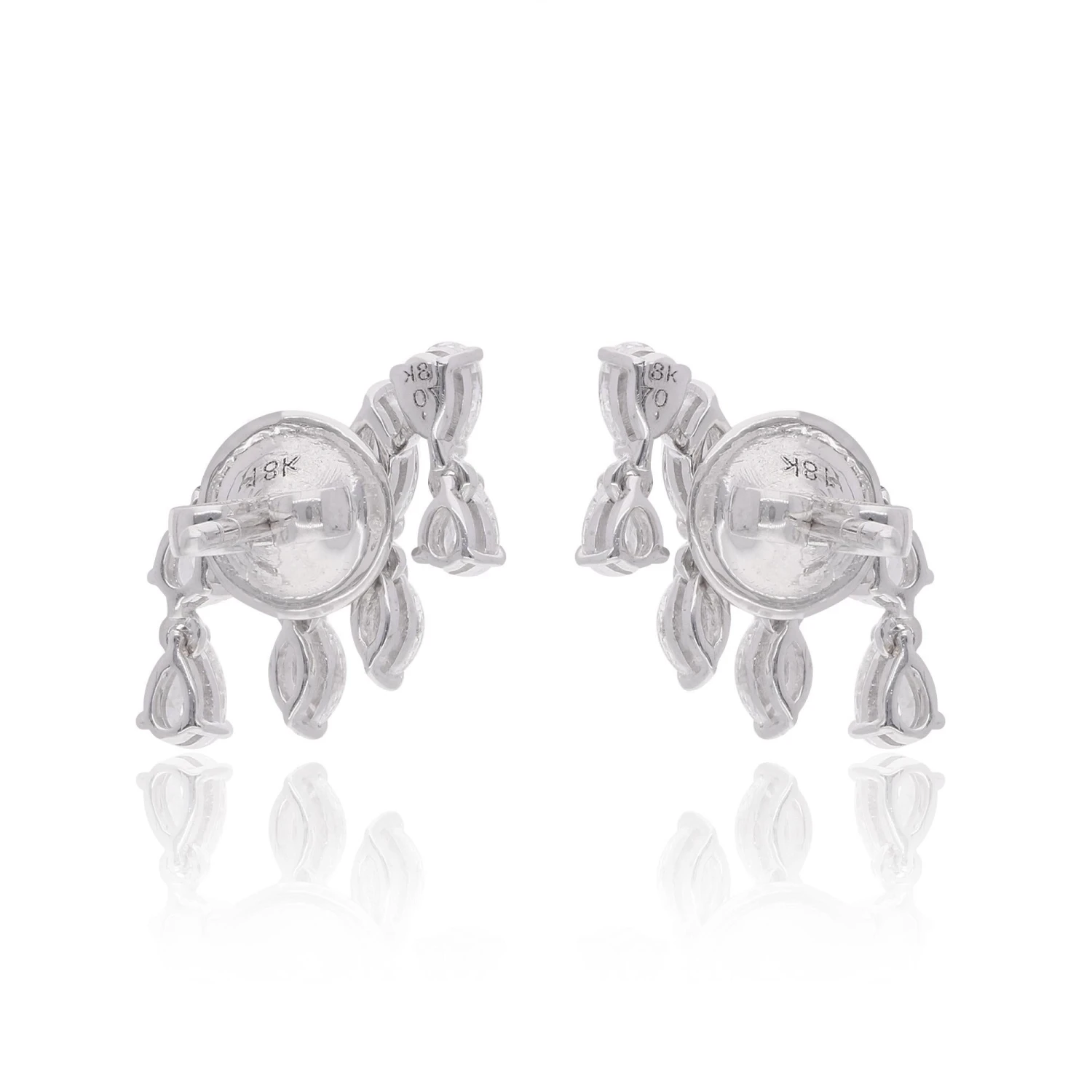 1.28 Carat Marquise & Pear Diamond Earrings 18 Karat White Gold Handmade Jewelry 7 1.28 Carat Marquise & Pear Diamond Earrings 18 Karat White Gold Handmade Jewelry – Image 5