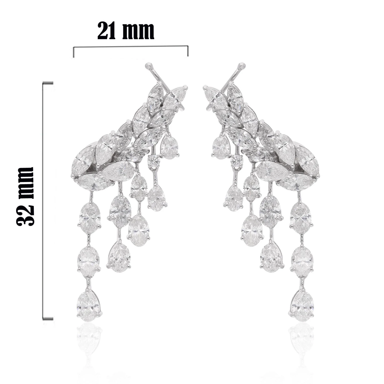 6.72 Carat Oval Pear & Marquise Diamond Ear Cuff Earrings 18 Karat White Gold 5 6.72 Carat Oval Pear & Marquise Diamond Ear Cuff Earrings 18 Karat White Gold – Image 3