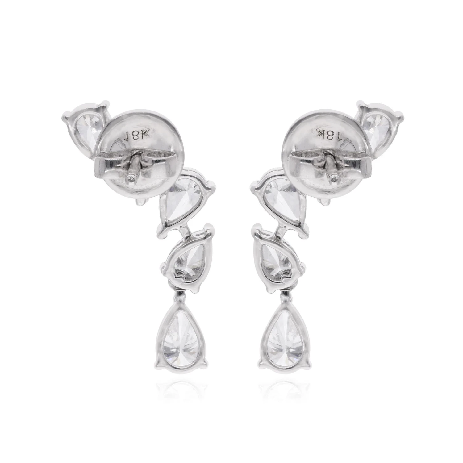 0.62 Carat Pear Shape Diamond Dangle Earrings 18 Karat White Gold Fine Jewelry 7 0.62 Carat Pear Shape Diamond Dangle Earrings 18 Karat White Gold Fine Jewelry – Image 5