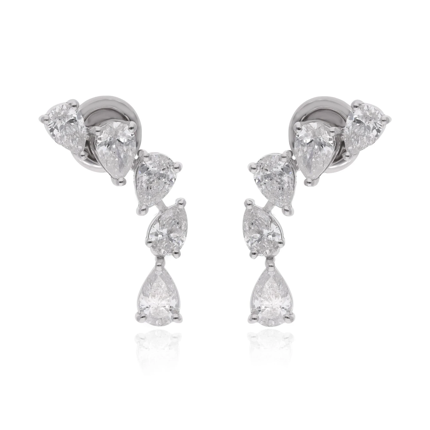 0.62 Carat Pear Shape Diamond Dangle Earrings 18 Karat White Gold Fine Jewelry 4 0.62 Carat Pear Shape Diamond Dangle Earrings 18 Karat White Gold Fine Jewelry – Image 2