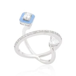 Natural 0.87 Carat Diamond Criss Cross Enamel Cuff Ring 14k White Gold Jewelry 10 Natural 0.87 Carat Diamond Criss Cross Enamel Cuff Ring 14k White Gold Jewelry -Mode Bijouterie Magasin SER 21261 master