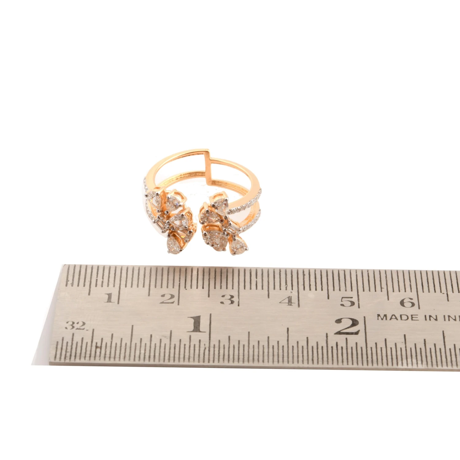 Natural 1.13 Carat Pear Diamond Cuff Ring Solid 14k Yellow Gold Handmade Jewelry 7 Natural 1.13 Carat Pear Diamond Cuff Ring Solid 14k Yellow Gold Handmade Jewelry – Image 5