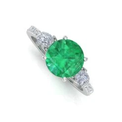 Zambian Emerald Cocktail Ring Pear Diamond Solid 14k White Gold Handmade Jewelry -Mode Bijouterie Magasin SER 21324A W 3 16453 master