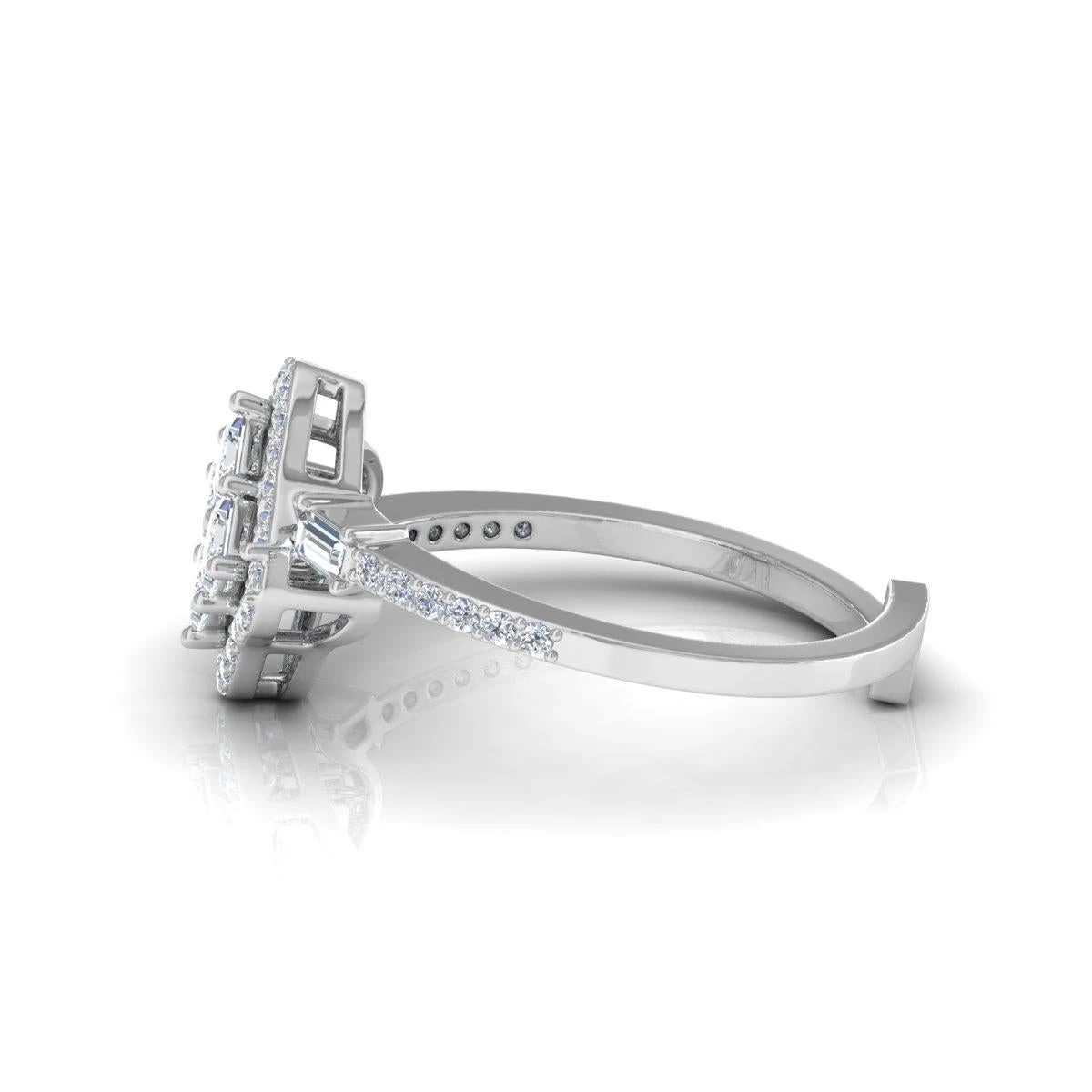 0.67 Carat Princess Cut Diamond Clover Ring Solid 14k White Gold Fine Jewelry 4 0.67 Carat Princess Cut Diamond Clover Ring Solid 14k White Gold Fine Jewelry – Image 2