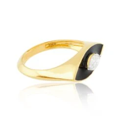 0.45 Carat Solitaire Diamond Evil Eye Ring 14k Yellow Gold Black Enamel Jewelry 11 0.45 Carat Solitaire Diamond Evil Eye Ring 14k Yellow Gold Black Enamel Jewelry -Mode Bijouterie Magasin SER 2329C 1 master