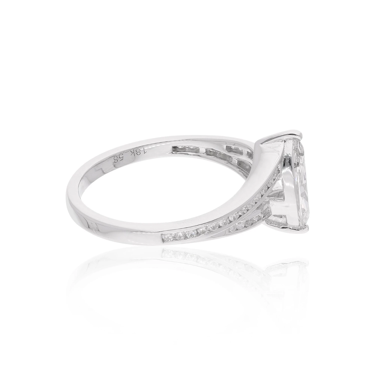 Natural 0.94 Carat Marquise & Round Diamond Wedding Ring 18 Karat White Gold 4 Natural 0.94 Carat Marquise & Round Diamond Wedding Ring 18 Karat White Gold – Image 2