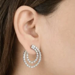 2.20 Carat CVD Diamond Hoop Earrings 14 Karat White Gold Handmade Fine Jewelry 8 2.20 Carat CVD Diamond Hoop Earrings 14 Karat White Gold Handmade Fine Jewelry -Mode Bijouterie Magasin SFE 1130 3 master