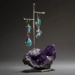 Studio Greytak 'Larimar Earrings On Amethyst' With Opal And Apitite -Mode Bijouterie Magasin SG larimar amethyst earrings 9961 master