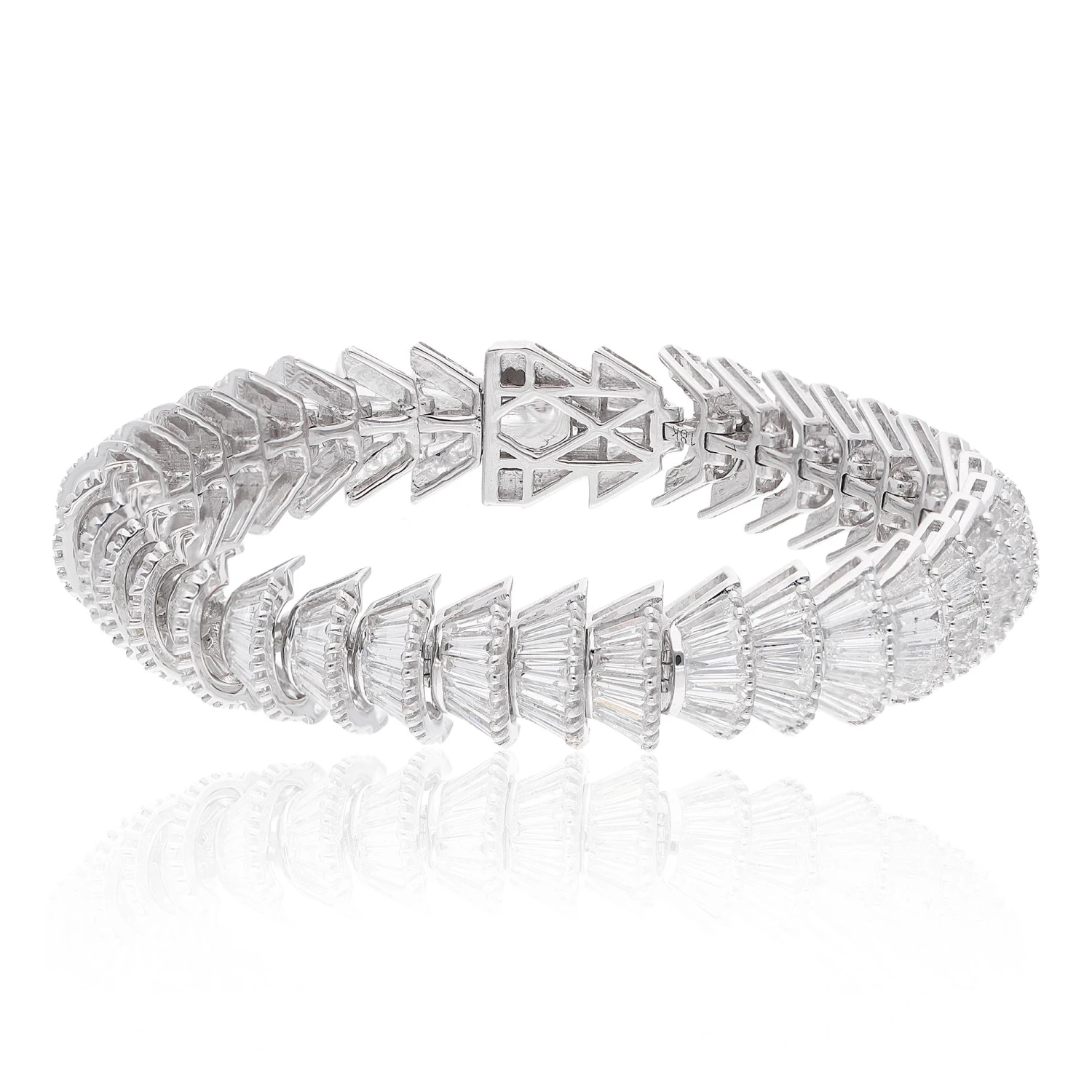 15 Ct SI Clarity HI Color Baguette Diamond Bracelet 14 Karat White Gold Jewelry 4 15 Ct SI Clarity HI Color Baguette Diamond Bracelet 14 Karat White Gold Jewelry – Image 2