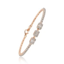 1.45 Carat Baguette Diamond Pave Bracelet 14k Rose Gold Lobster Clasp Jewelry 10 1.45 Carat Baguette Diamond Pave Bracelet 14k Rose Gold Lobster Clasp Jewelry -Mode Bijouterie Magasin SJEB 3008 1 master