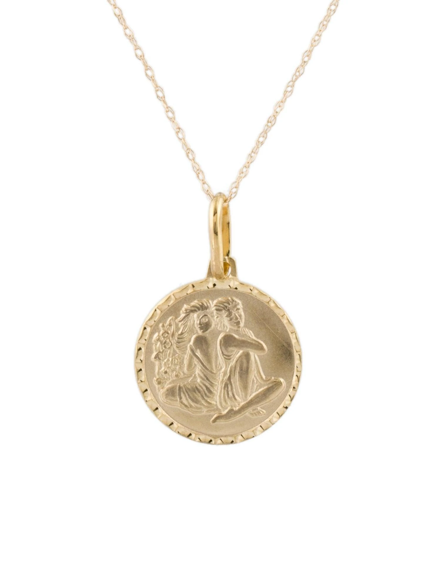 Unknown 14k Yellow Gold Zodiac Pendant Necklace, Gemini 6 Unknown 14k Yellow Gold Zodiac Pendant Necklace, Gemini – Image 4