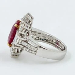 Vintage 5.04 Carat Burmese Ruby Diamond Ring GRS Certified 18 Karat White Gold -Mode Bijouterie Magasin SR 04503 29 3 master