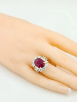 Vintage 5.04 Carat Burmese Ruby Diamond Ring GRS Certified 18 Karat White Gold -Mode Bijouterie Magasin SR 04503 29 5 master