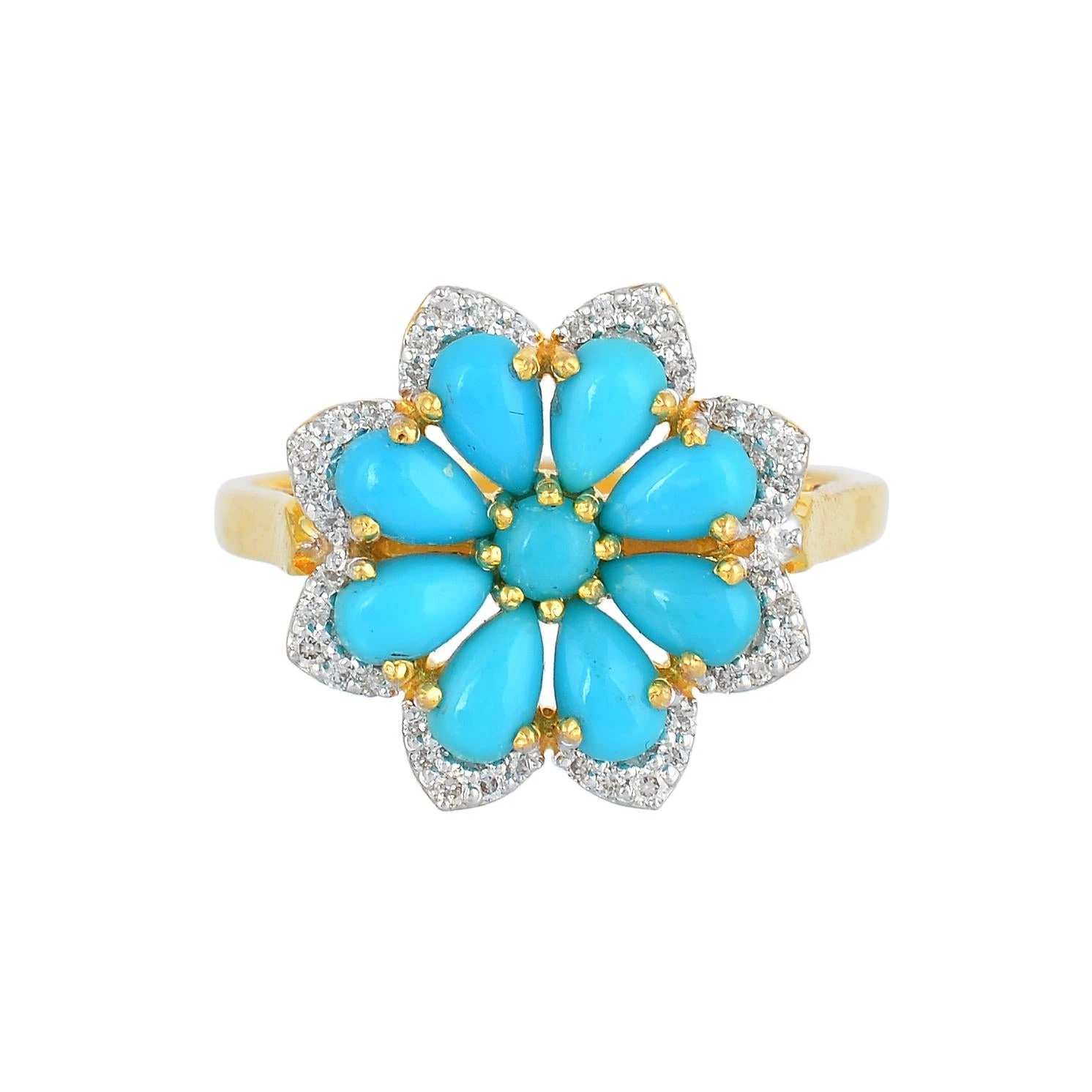 Unknown Turquoise Ring With Diamond In 14k Gold 5 Unknown Turquoise Ring With Diamond In 14k Gold – Image 3