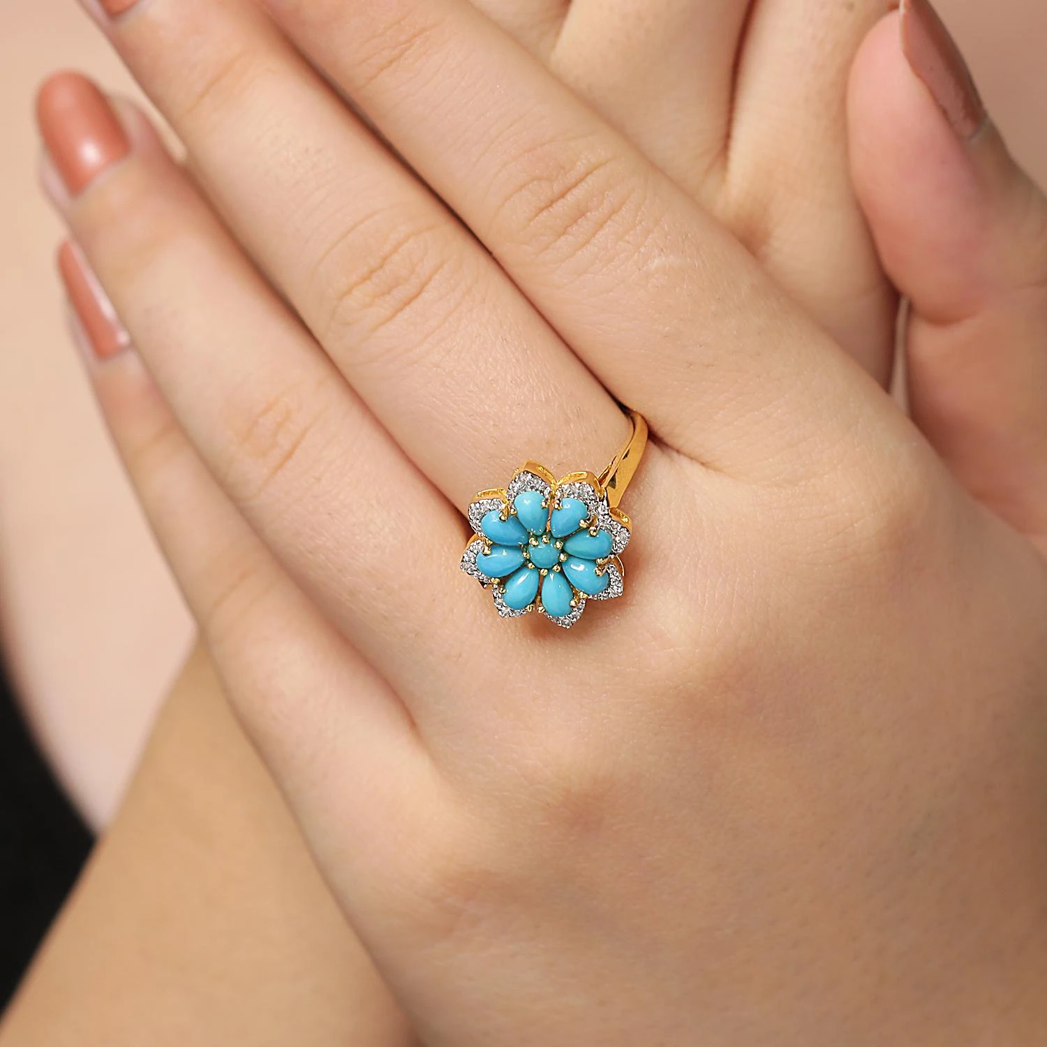 Unknown Turquoise Ring With Diamond In 14k Gold 7 Unknown Turquoise Ring With Diamond In 14k Gold – Image 5