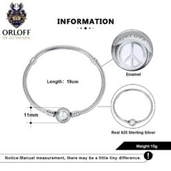 Orloff Of Denmark, 925 Sterling Silver Bracelet, Peace Symbol, White Enamel 7 Orloff Of Denmark, 925 Sterling Silver Bracelet, Peace Symbol, White Enamel -Mode Bijouterie Magasin Size 1 2 master 2