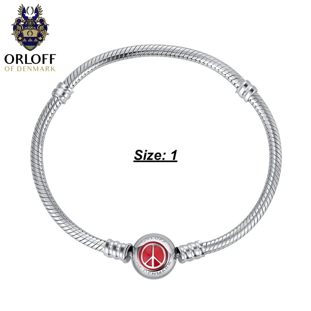 Orloff Of Denmark, 925 Sterling Silver Bracelet, Peace Symbol, Red Enamel 3 Orloff Of Denmark, 925 Sterling Silver Bracelet, Peace Symbol, Red Enamel