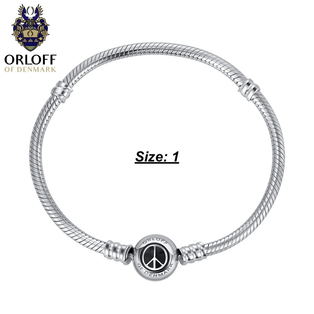 Orloff Of Denmark, 925 Sterling Silver Bracelet, Peace Symbol, Black Enamel 3 Orloff Of Denmark, 925 Sterling Silver Bracelet, Peace Symbol, Black Enamel