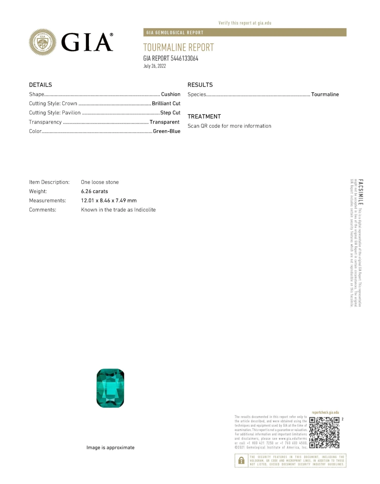 GIA 18k 6.26 Carat Indicolite Tourmaline Antique Art Deco Style Engagement Ring 12 GIA 18k 6.26 Carat Indicolite Tourmaline Antique Art Deco Style Engagement Ring – Image 10