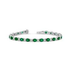 7.27 Carats Total Oval Cut Colombian Emerald & Diamond Tennis Bracelet 10 7.27 Carats Total Oval Cut Colombian Emerald & Diamond Tennis Bracelet -Mode Bijouterie Magasin TB742 B1 master
