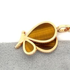 Butterfly Tiger Eye Stone 18k Rose Gold Diamond Necklace 11 Butterfly Tiger Eye Stone 18k Rose Gold Diamond Necklace -Mode Bijouterie Magasin TENL18680R Butterfly 3 master