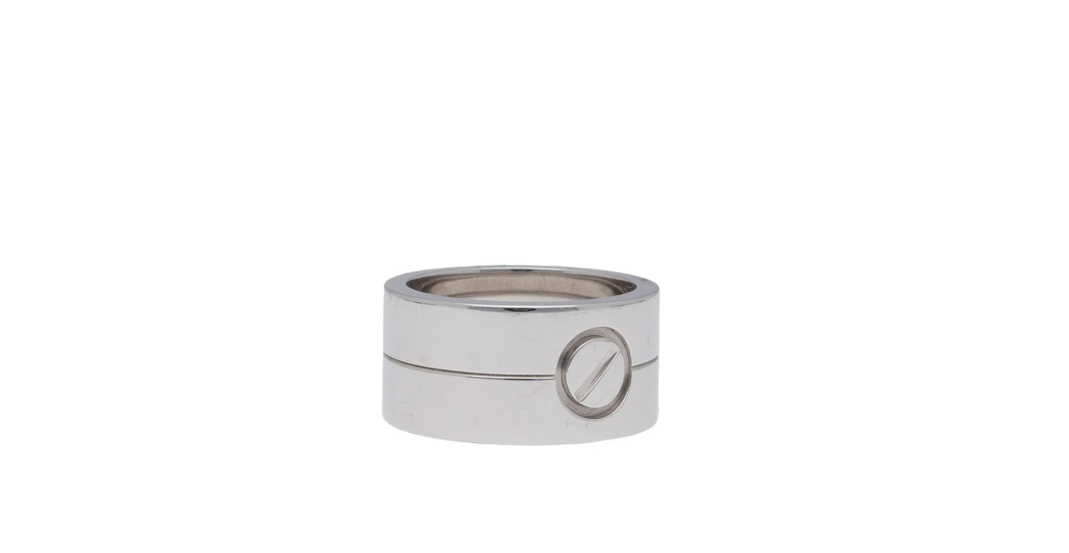 Cartier Love 18 Karat White Gold Wide Band Ring 4 Cartier Love 18 Karat White Gold Wide Band Ring – Image 2